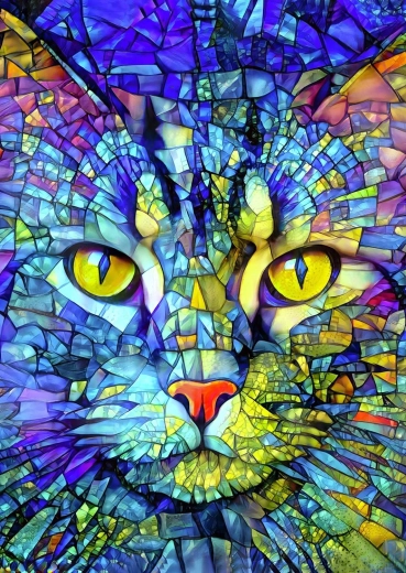 Puzzle Enjoy Fiona, chat en vitrail, 1000 pièces