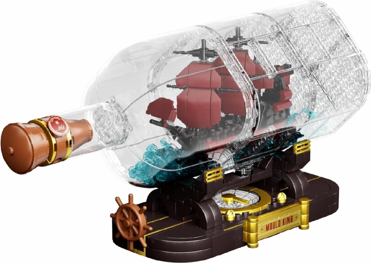 Bricolage navire pirate en bouteille rouge 885 pièces