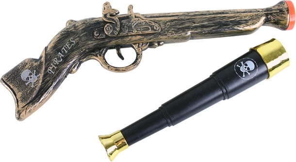 Ensemble de pirate avec pistolet et longue-vue