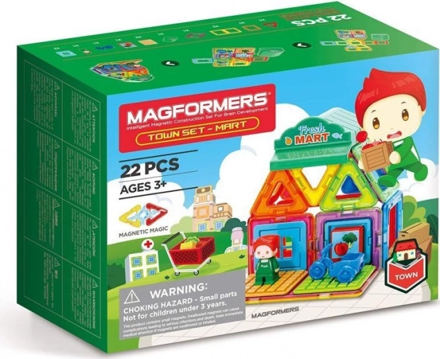 Jeu de construction magnétique Magformers Petite ville – Marché, 22 pièces
