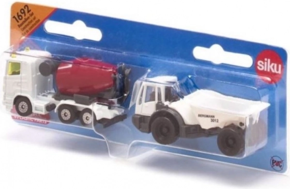 Ensemble Siku de véhicules de chantier – bétonnière et dumper articulé BERGMANN 3012