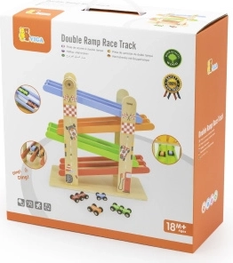 Viga piste de course double en bois pour petites voitures