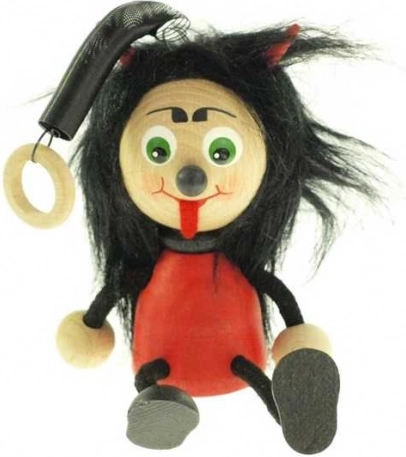 Diablotin à ressort – figurine suspendue en bois