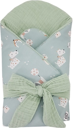 EKO couverture d’emmaillotage en mousseline avec insert en coco amovible dogs mint 75 × 75 cm