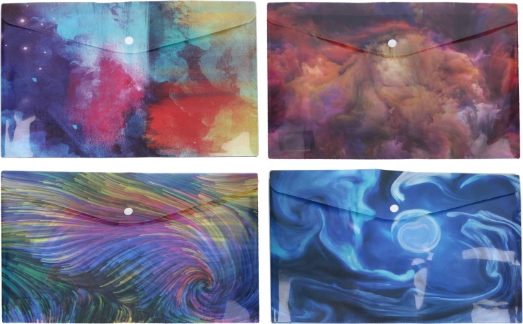 Chemise porte-documents en plastique avec bouton-pression 16,5 × 12 cm – assortiment de couleurs