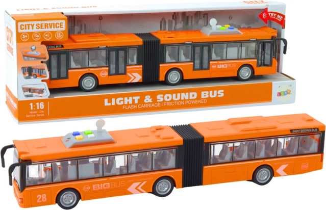 Autobus urbain articulé 1:16 Propulsion Lumières Sons Orange