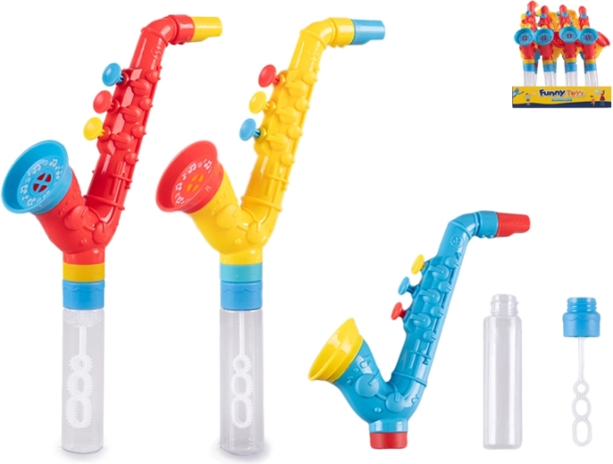 Bulle de savon avec saxophone siffleur 27 cm