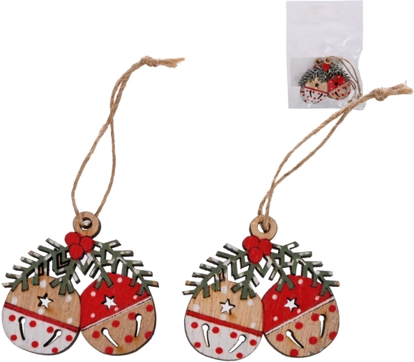 Clochette en bois suspendue beige (2 pcs)