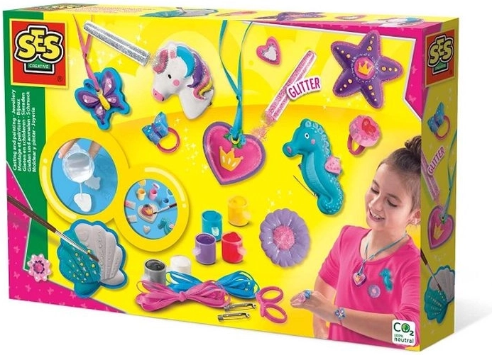 SES Creative – kit créatif de moulage en plâtre et peinture – bijoux