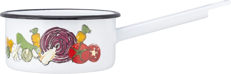 Casserole émaillée avec manche 1 l, 14 cm, décor légumes
