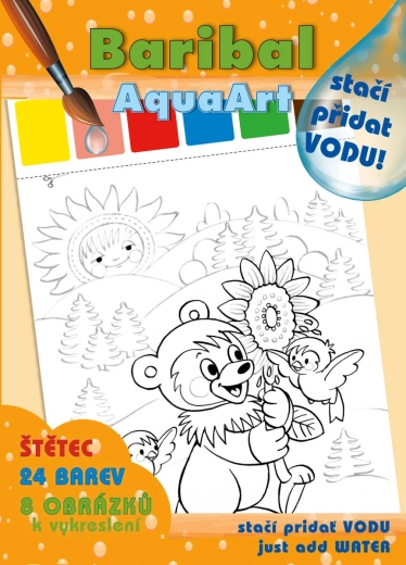 Akim AquaArt cahier de coloriage : il suffit d’ajouter de l’eau – ours Baribal avec set d’aquarelles et pinceau