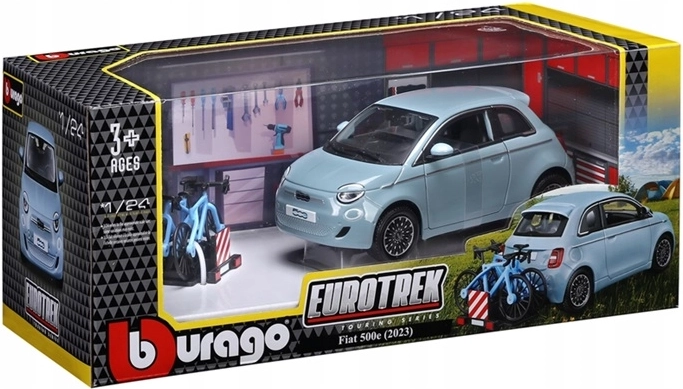 BBU Eurotrek Fiat 500E Touring bleu 1:24
