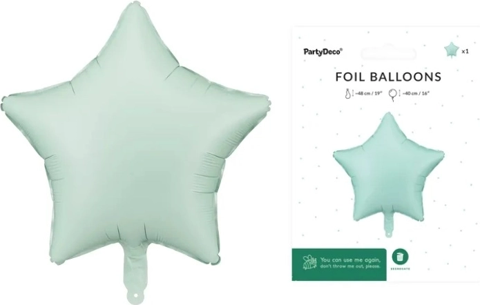 Ballon en aluminium étoile vert mat 48 cm