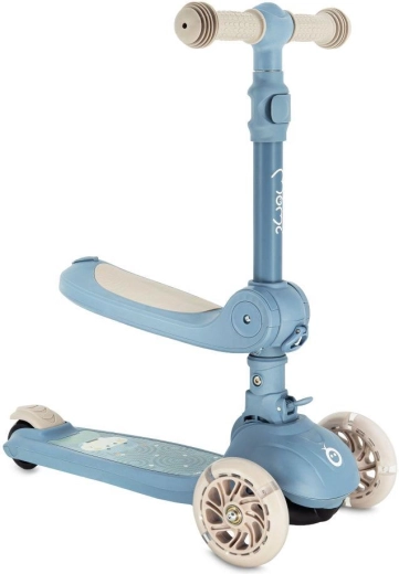 MoMi DEBE 2-en-1, trottinette et draisienne pour enfants, bleue