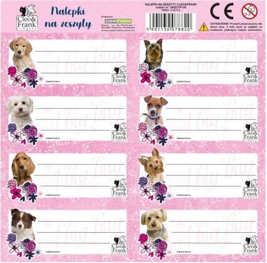 Derform feuille d’étiquettes pour cahiers chiens 8 pcs - 1 pièce