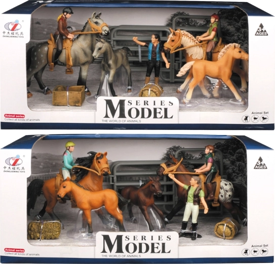 Animaux de la ferme – set chevaux avec cavalier et accessoires