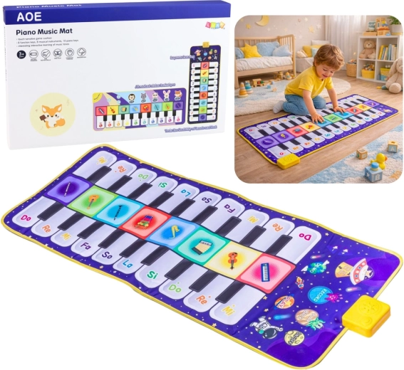 Tapis de danse musical interactif – piano Cosmos 120 × 48 cm