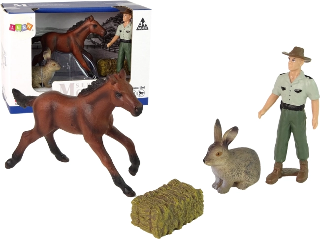 Set de figurines de la ferme – cheval, lapin et fermier