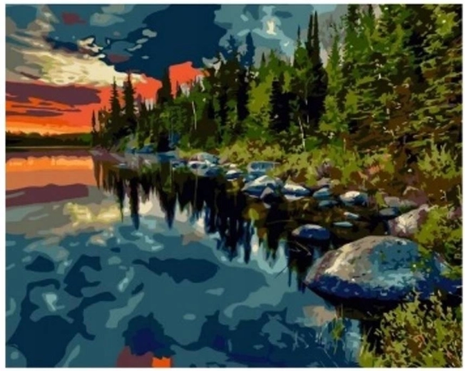 Peinture diamant Forêt au bord du lac 30 × 40 cm