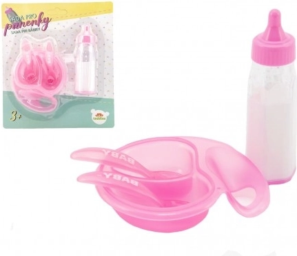 Set pour poupées avec biberon et vaisselle
