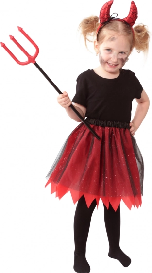 Costume enfant diablesse tutu avec serre-tête et cornes