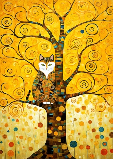 Enjoy Puzzle Chat de Gustav Klimt sur l’Arbre de vie 1000 pièces