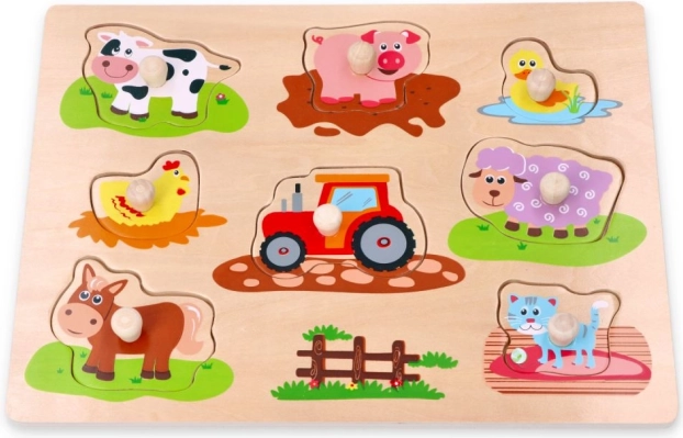 Puzzle avec poignées Amis de la ferme et tracteur