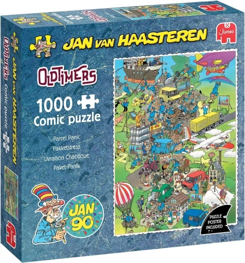 Puzzle Jumbo Jan van Haasteren Oldtimers : chaos autour du colis, 1000 pièces