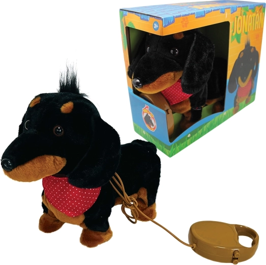 Peluche chien Jonatán en laisse