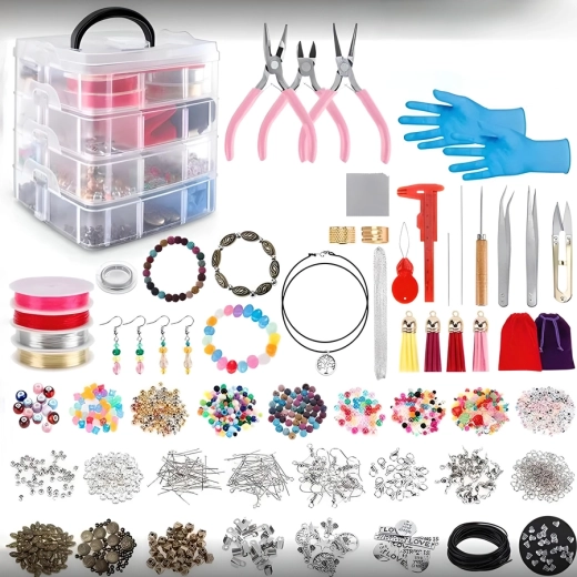 Méga kit de création de bijoux avec coffret (2062 pièces)