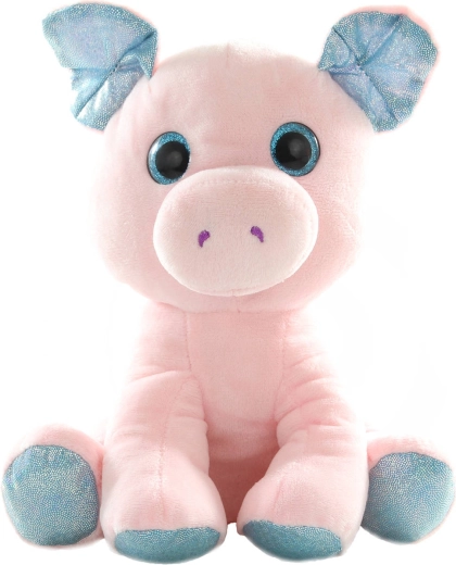Cochon en peluche assis avec oreilles scintillantes - 1 pièce