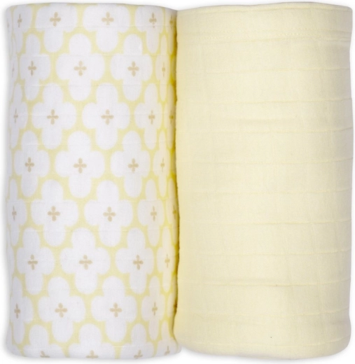 Swaddler Lodger en coton biologique matcha/butter, 2 pièces, 110 × 110 cm