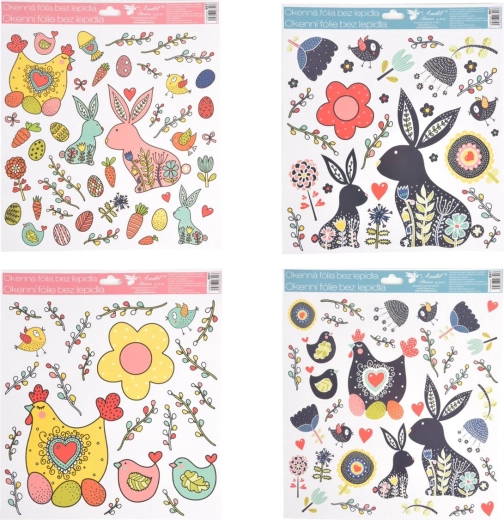 Film décoratif de fenêtre pour Pâques 30 × 34 cm (assortiment de 4 motifs)