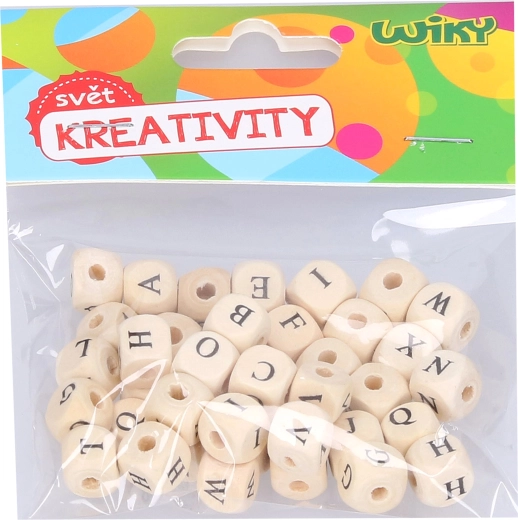 Perles en bois blanches avec alphabet, 40 pcs