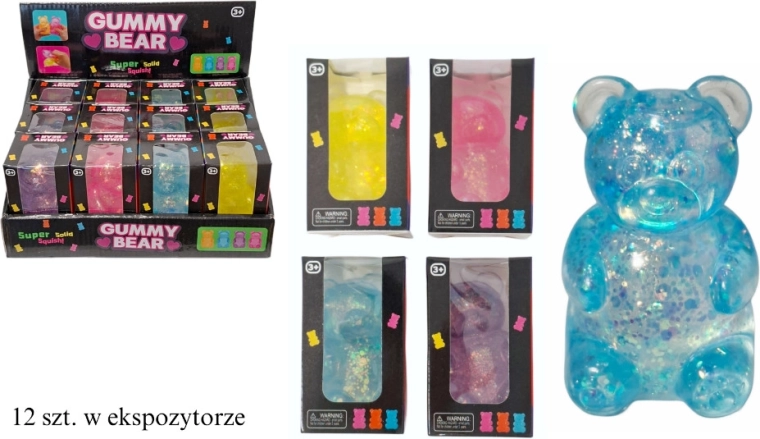 Ourson anti-stress à presser Gummy Bear avec paillettes - 1 pièce