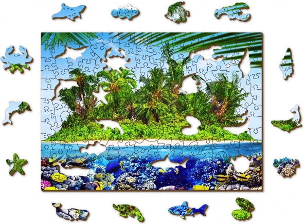 Puzzle en bois île exotique au trésor 2-en-1, 200 pièces
