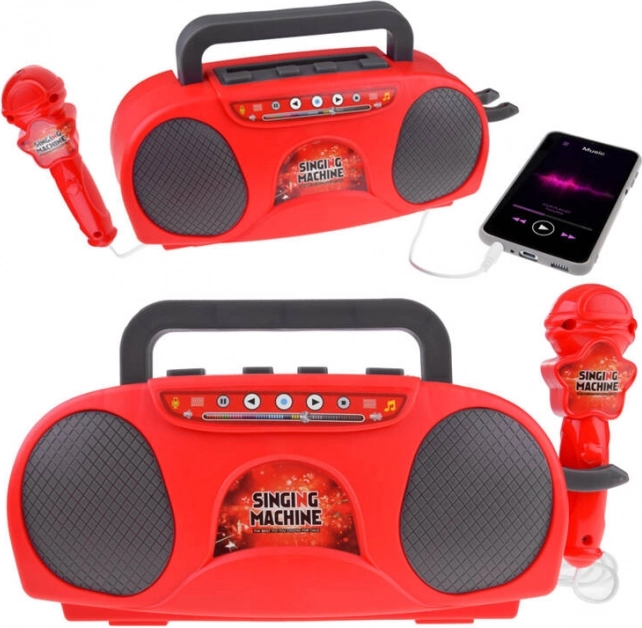 Karaoké portable pour enfants avec microphone, rouge