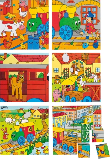 Cubes illustrés en bois Petit train 4x4