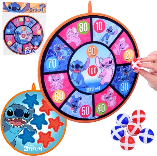 Cible double face à scratch STITCH 36 cm + 6 balles 4 cm