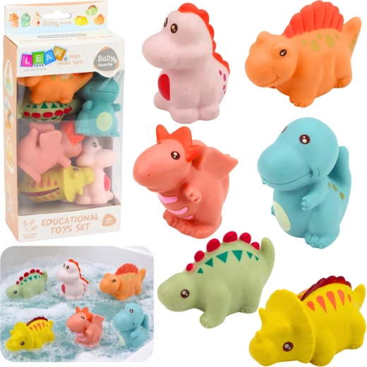 Ensemble de dinosaures en caoutchouc pour le bain, pastels, 6 pièces