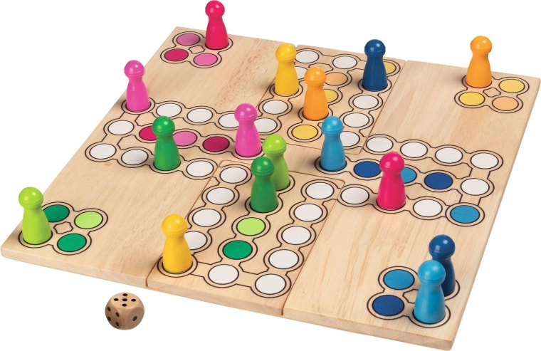 Jeu de société en bois Ludo avec plateau de jeu modulable - 1 pièce