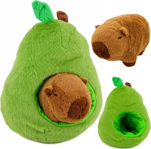 Avocat vert en peluche avec capybara 2-en-1 25 cm