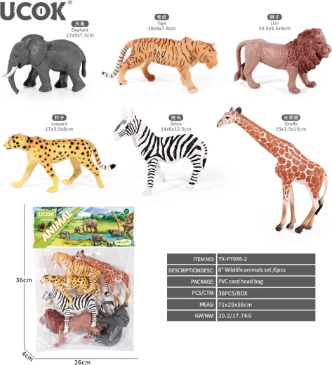 Ensemble de figurines d’animaux de safari (6 pcs)