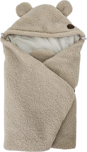 Chancelière enveloppante EKO pour siège-auto, bouclée, avec coton, beige foncé, 110 × 100 cm – Beige clair
