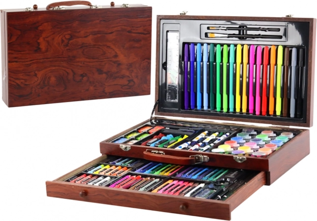 Ensemble d'art dans une mallette en bois 123 pièces