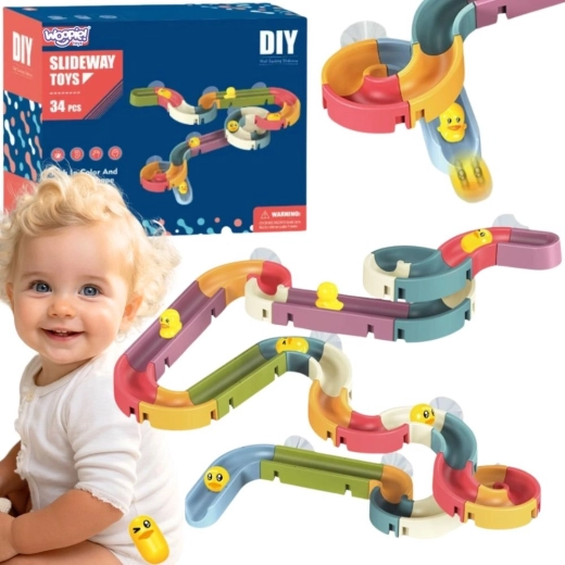 Woopie circuit d’eau pour baignoire avec toboggan et canard, 34 pièces
