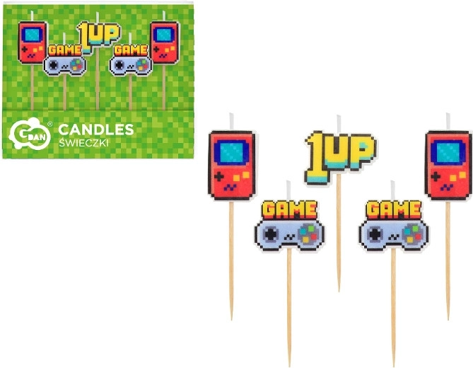 Bougies d’anniversaire Game On avec pics – 5 pcs