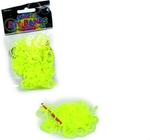 Lot d’élastiques jaunes pour tressage de bracelets (250 pcs) avec crochet et fermoir