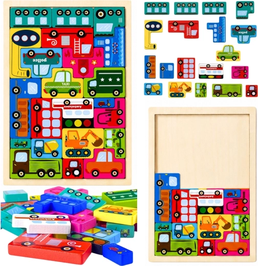 Puzzle en bois – moyens de transport (23 pièces)