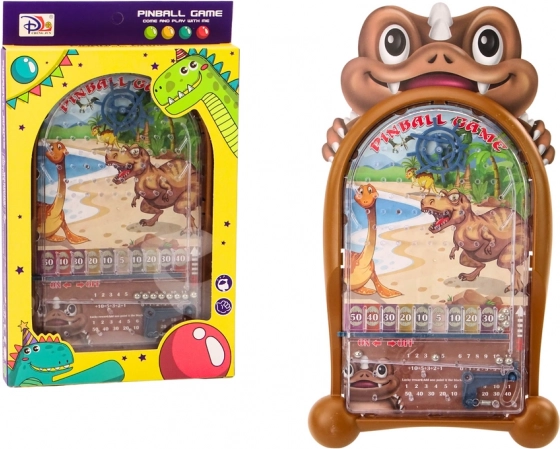 Jeu de flipper à thème dinosaures avec support marron